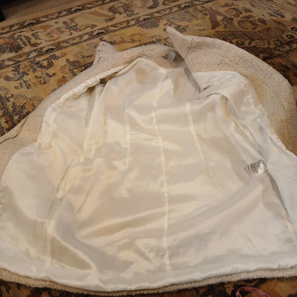 H & M Cream Wool Blend Boucle Zip Front Trench EU 32/ 2 US - Picture 7 of 11